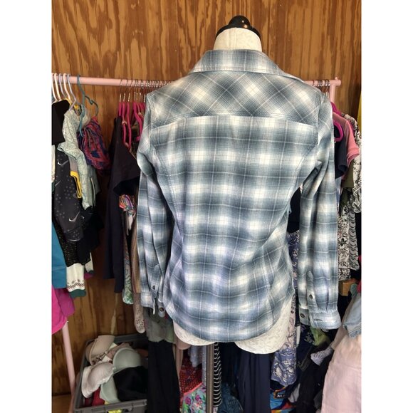 Carhartt Womens Shirt Button Front Flannel Pockets Long Sleeve Blue Plaid S - Picture 6 of 9